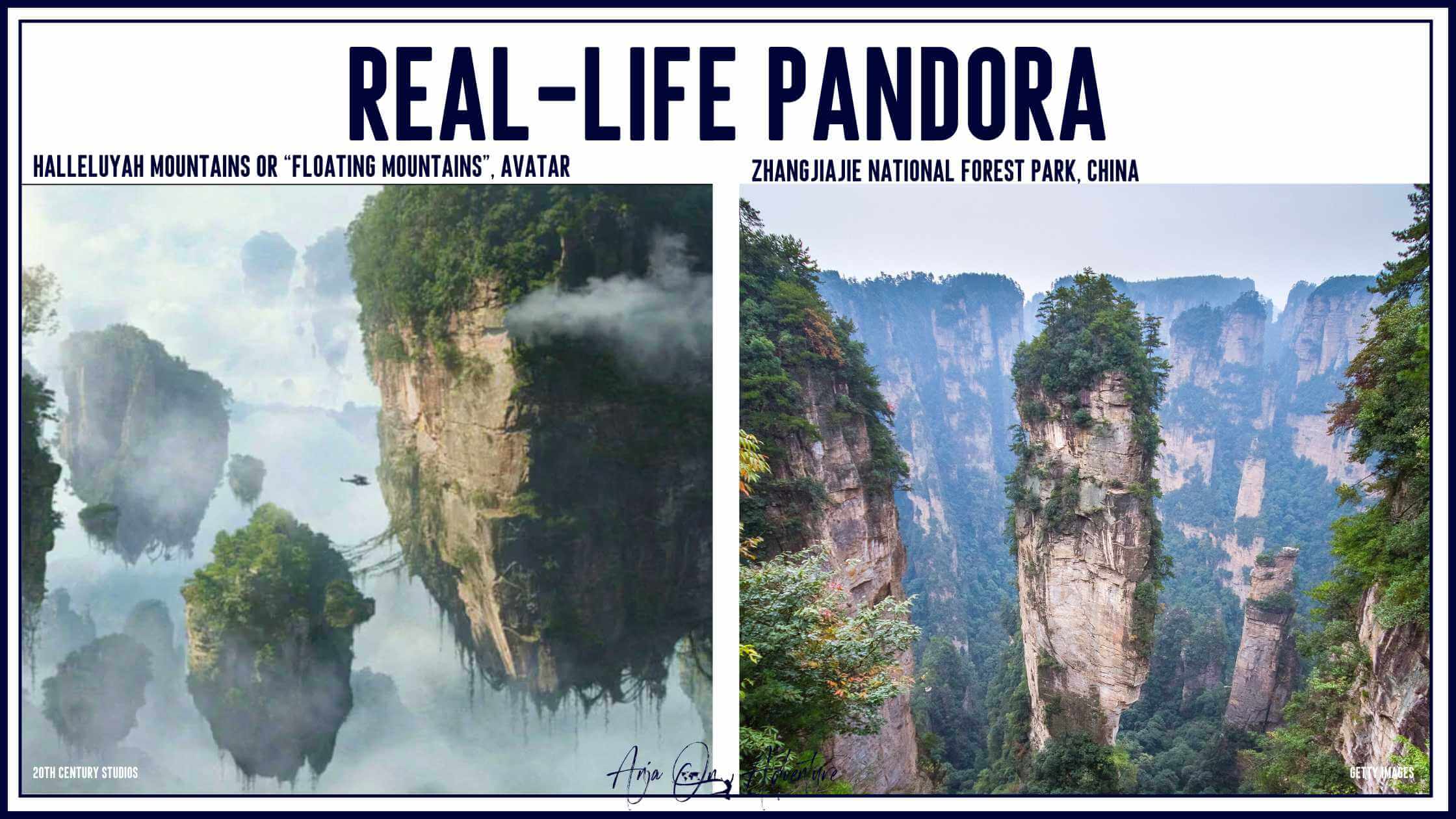 Stunning Pandora Destinations Every Avatar Fan Should Visit. Similarities between Halleluyah mountains and Zhangjiajie National Forest Park.