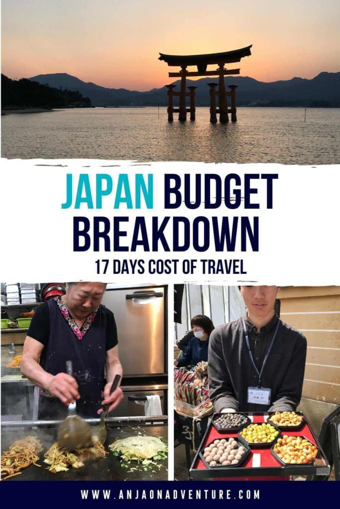Is Japan expensive? And if so, how much should you plan to budget for Japan trip? Here you will find everything for your Japan budget travel. This detailed Japan budget breakdown gives you an idea of how much Japanese yen Anja On Adventure spent on her Japan trip. Read about the average daily expenses for accommodation, transport, food, and activities in Japan. | Nippon | Japan travel | Japan Budget | Japan Trip Budget | Budget #japan #japancost #eastasia #budget #travelexpenses
