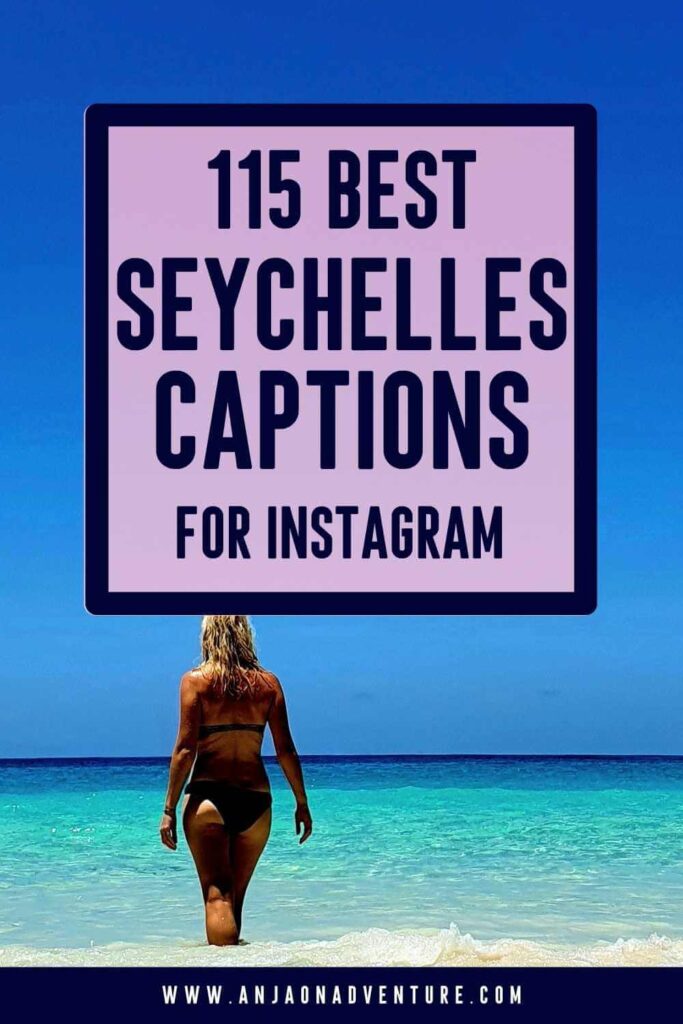 This list of Seychelles captions will give you plenty of ideas for unique captions whether it be for Anse Lazio, Anse Source D'Argent, Praslin or La Digue. You can use them when meeting giant tortoises on Curiouse island or when admiring Coco de Mer in Valle de Mai. | Caption Ideas | Seychelles Caption | Instagram Caption | Visit Seycheles | Africa #instagrammarketing #tropicalisland #igcaptionideas #paradise #honeymoon