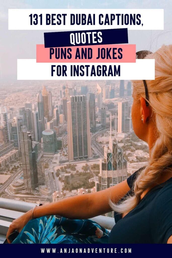 Visiting Dubai? Check out the best Dubai Instagram captions, quotes, puns and jokes. Anja On Adventure share the ultimate collection of funny Dubai Instagram captions, cute Dubai Instagram captions, short and sweet Dubai Instagram Captions, inspirational Dubai Instagram captions, with famous qoutes about Dubai that are prefect for and Social Media account. 

| Instagram caption | dubai Captions | Dubai quotes | Dubai puns | Dubai jokes

#dubaitravel #traveltodubai #uae #instagamcaption #caption