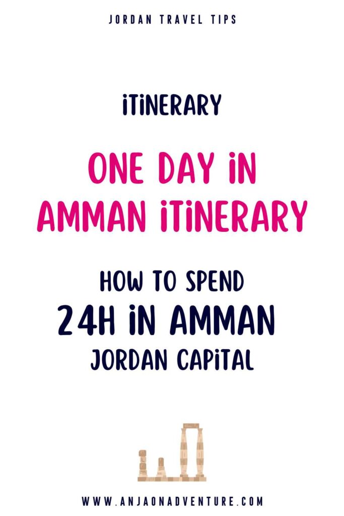 How to plan your visit to Amman Itinerary? Jordan is one of the easiest countries to visit in the Middle East. Follow this 24 hours in Amman guide and learn how to get to Amman, where to sleep, what to do and where to eat. This one day Amman itinerary will tell you how to visit all the famous city sites, and sample local delights on a short stopover in Amman! | Jordan | Amman Citadel | Philadelphia | Middle East | Amman #traveljordan #itineray #Amman #Jordanitinerary #romanruins