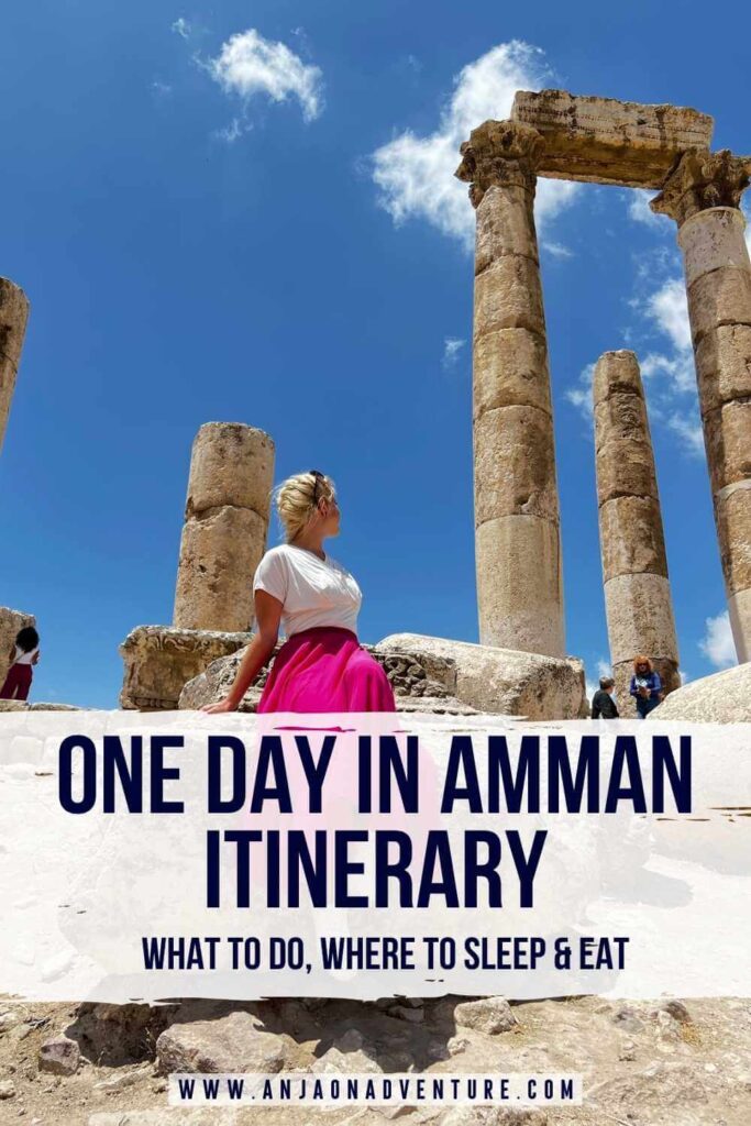 Visiting Jordan? Visiting Amman? Only have one day in Amman Jordan? Follow this 24 hours in Amman guide and learn how to get to Amman, where to sleep, what to do and where to eat. This Amman itinerary will tell you how to visit all the famous city sites, like Citadel and Roman Theatre and sample local delights on a short stopover in Amman! | visit Jordan | Hashemite Kingdom | Philadelphia | Middle East | Amman #traveljordan #itineray #24hours #Jordanitinerary #todoinAmman