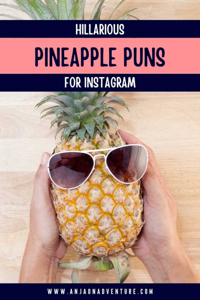 This list of Pineapple puns will give you plenty of ideas for pineapple Instagram captions, pineapple quotes, and pineapple riddles to pair with pineapple Instagram pictures. Perfect for aesthetic summer vacation ideas, to fulfill your summer bucket list, Mexican spring break, Caribbean vacation or Florida getaway. | Caption Ideas | pineapple Captions funny | Pineapple puns humor | cute pineapple puns | yellow Caption #instagrammarketing #tropicalcaption #summercaption #paradise #cocktail