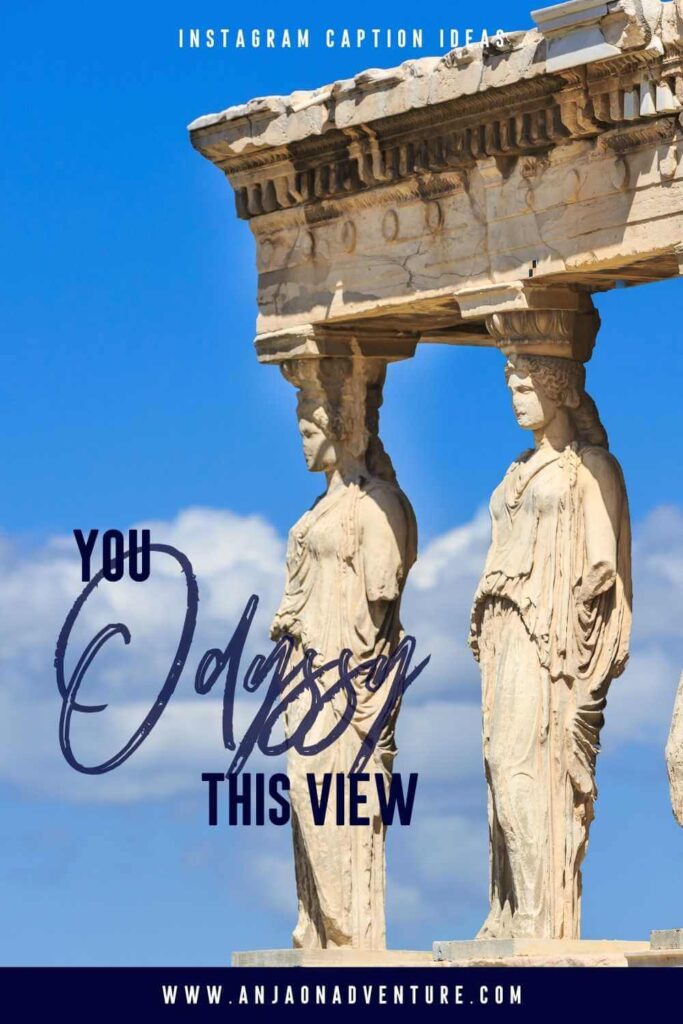 Visiting Athens, Greece? Check out the best Athens Greece Instagram captions, Athens Puns and Athens Quotes. Anja On Adventure shares the ultimate collection of insta captions for Athens, suitable when visiting Acropolis, walking in Plaka, or having a drink in Monastiraki. Perfect when on Greek holiday in Athens.

| Instagram caption for Athens | travel caption Athens | acropolis caption | athens greece captions | greek gods puns

#visitathens #athensgreece #parthenon #santornini #greece