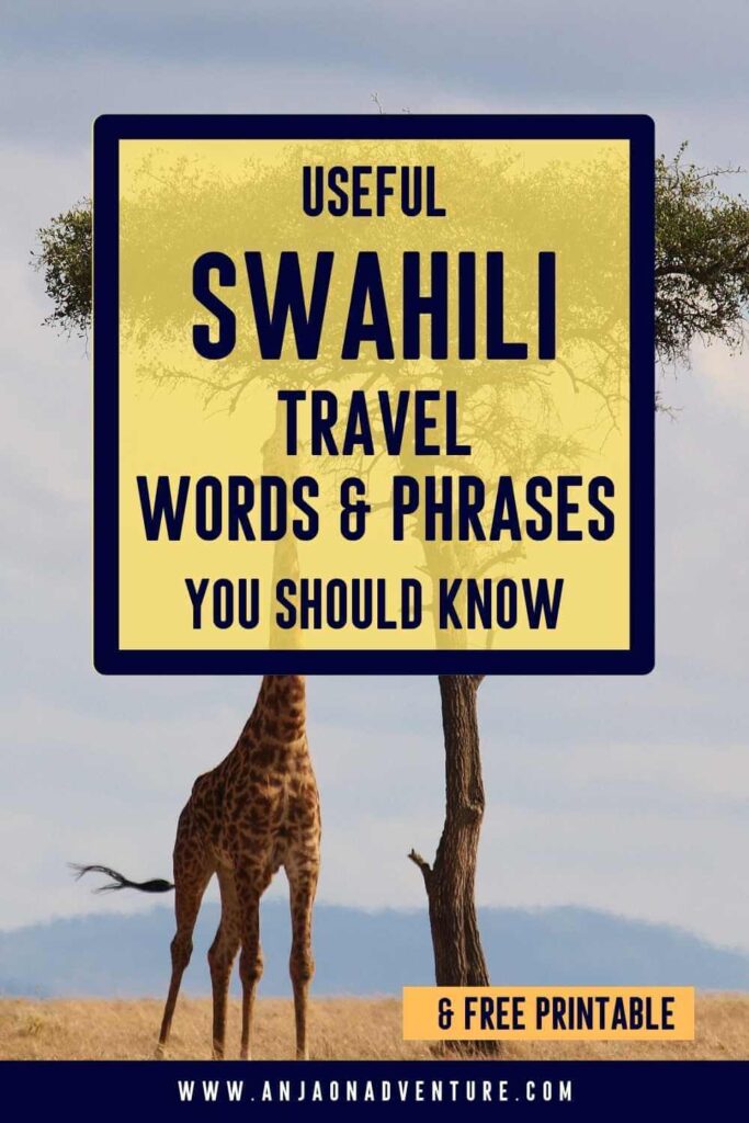 Looking for Swahili words and Swahili phrases. Here you will find a FREE Printable with basics Swahili travel phrases and language coloring pages in Swahili. Learn how to say thank you in Swahili, and words for going around for easy navigation when in East Africa. East Africa travel | FREE printable | Tanzania | Swahili for travelers | Coloring page | Language coloring page | beautiful words in Swahili | #Kenya #bujo #howtosay #Stonetown #safari #travelphrases #hakunamatata #lionking