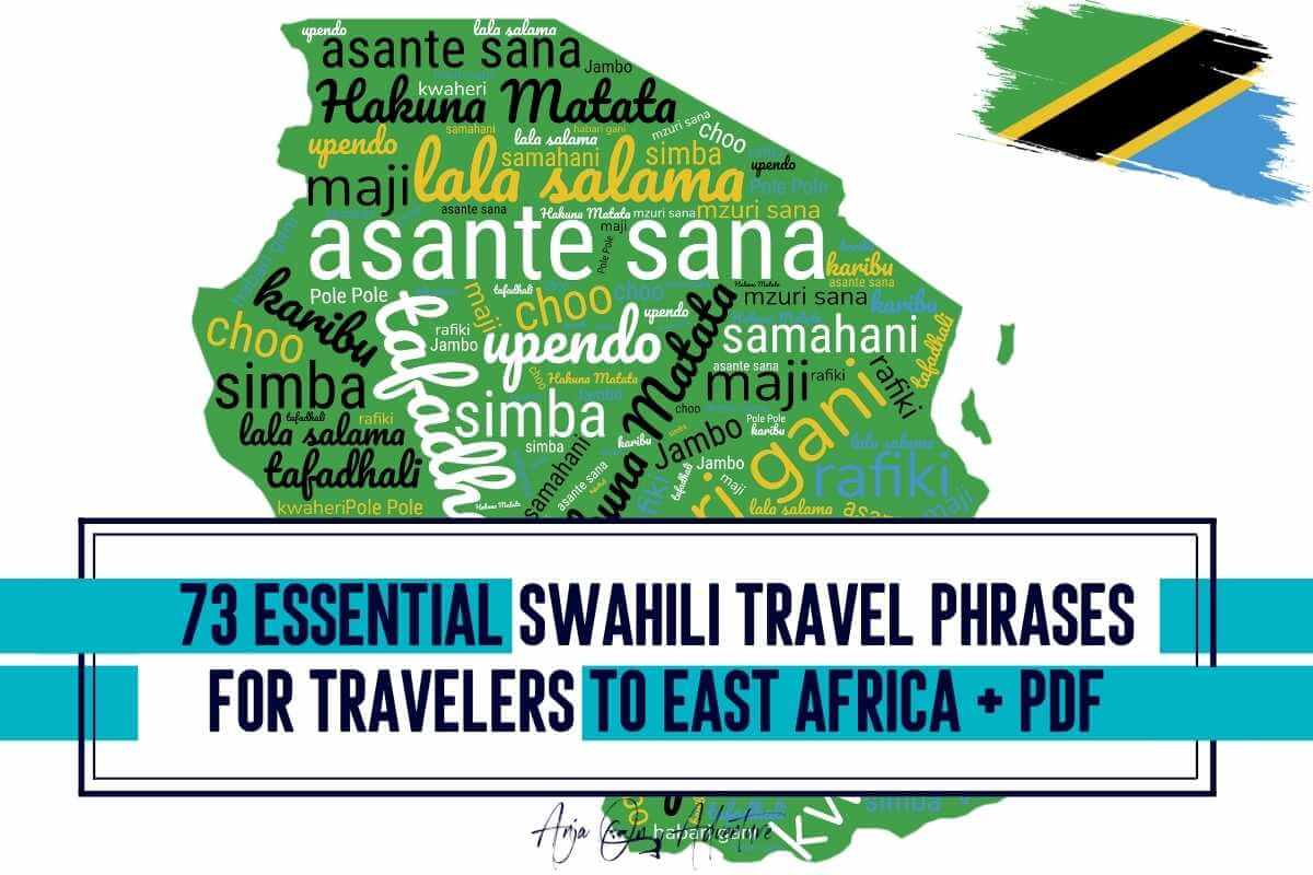 Looking for Swahili words and Swahili phrases. Here you will find a FREE Printable with basics Swahili travel phrases and language coloring pages in Swahili. Learn how to say thank you in Swahili, and words for going around for easy navigation when in East Africa. East Africa travel | FREE printable | Tanzania | Swahili for travelers | Coloring page | Language coloring page | beautiful words in Swahili | #Kenya #bujo #howtosay #Stonetown #safari #travelphrases #hakunamatata #lionking