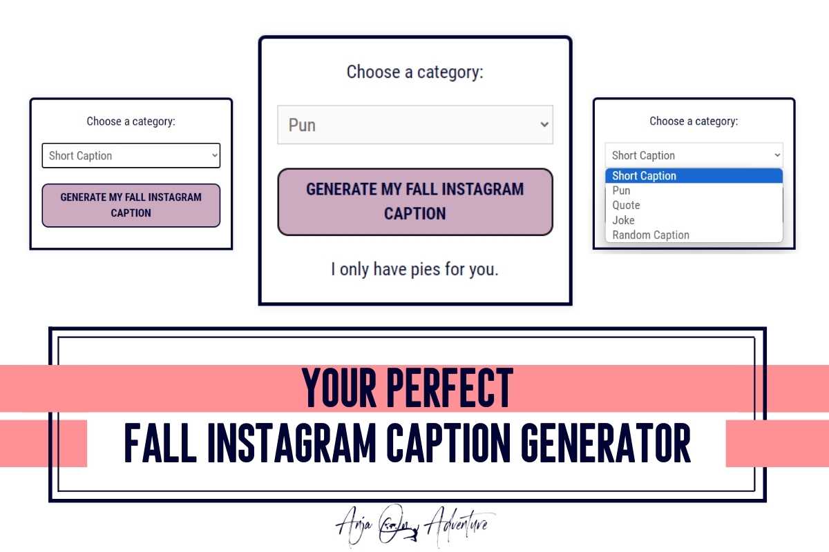 FALL Instagram Caption Generator will give you plenty of ideas for unique fall captions for your fall holidays in European city, admiring fall foliage colors, apple picking, pumpkin carving, funny autumn moments or relaxing by a fireplace! You have fall puns, autumn quotes, fall jokes and short fall captions. | Caption Ideas | Fall Caption | Autumn Instagram Caption | Autumn | Instagram #instagrammarketing #captionidea #igcaptionideas #instagramcaptiongenerator