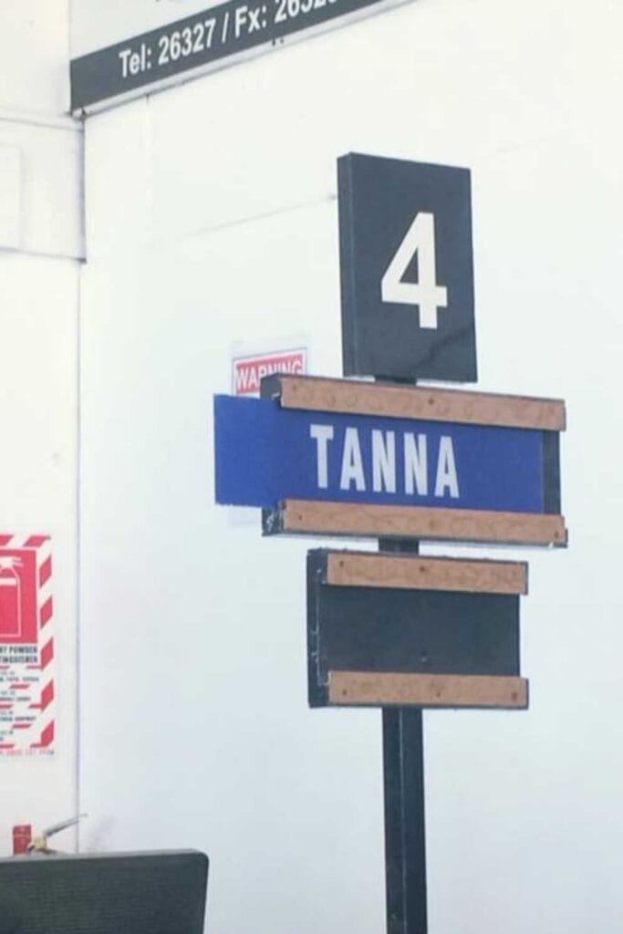sign for tanna island on Port Vila airport