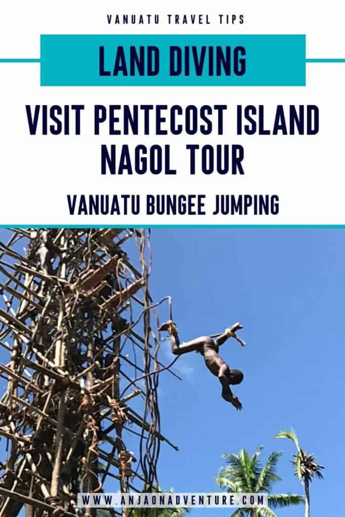 Pentecost Island Land diving tour or Nagol or Naghol in local Sa and bislama language is Vanuatu’s cultural tradition. Villagers dive from a wooden tower, with only lianas attached to their ankles. Original Vanuatu bungee jumping that inspired AJ Hacket for the modern version we know today. Learn about Anja On Adventure experience on this amazing tour.


| Naghol | Vanuatu travel | Land diving| Oceania travel | Pentecost

#southpacific #ocania #bungee #nagol #ajhacket #Newzealand
