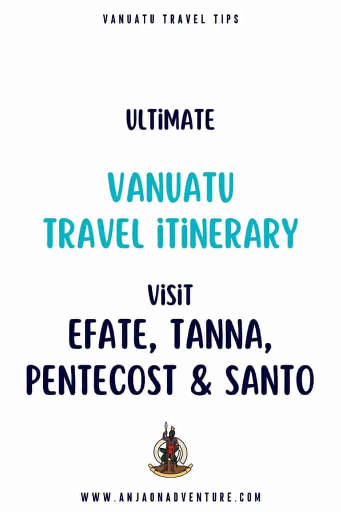 How to spend twelve days in Vanuatu. This is a perfect bucket list travel itinerary for anyone visiting Vanuatu islands, for the first time. Best travel itinerary for Vanuatu, that includes visiting Efate, Tanna and Mount Yasur volcano, kastom village, nagol land diving on Pentecost Island and beaches and blue holes on Easpiritu Santo. | Vanuatu itinerary | Vanuatu | Oceania | Vanuatu Travel guide | South Pacific #traveltips #itinerary #tanna #santo #pentecost #travelitinerary #travelplan