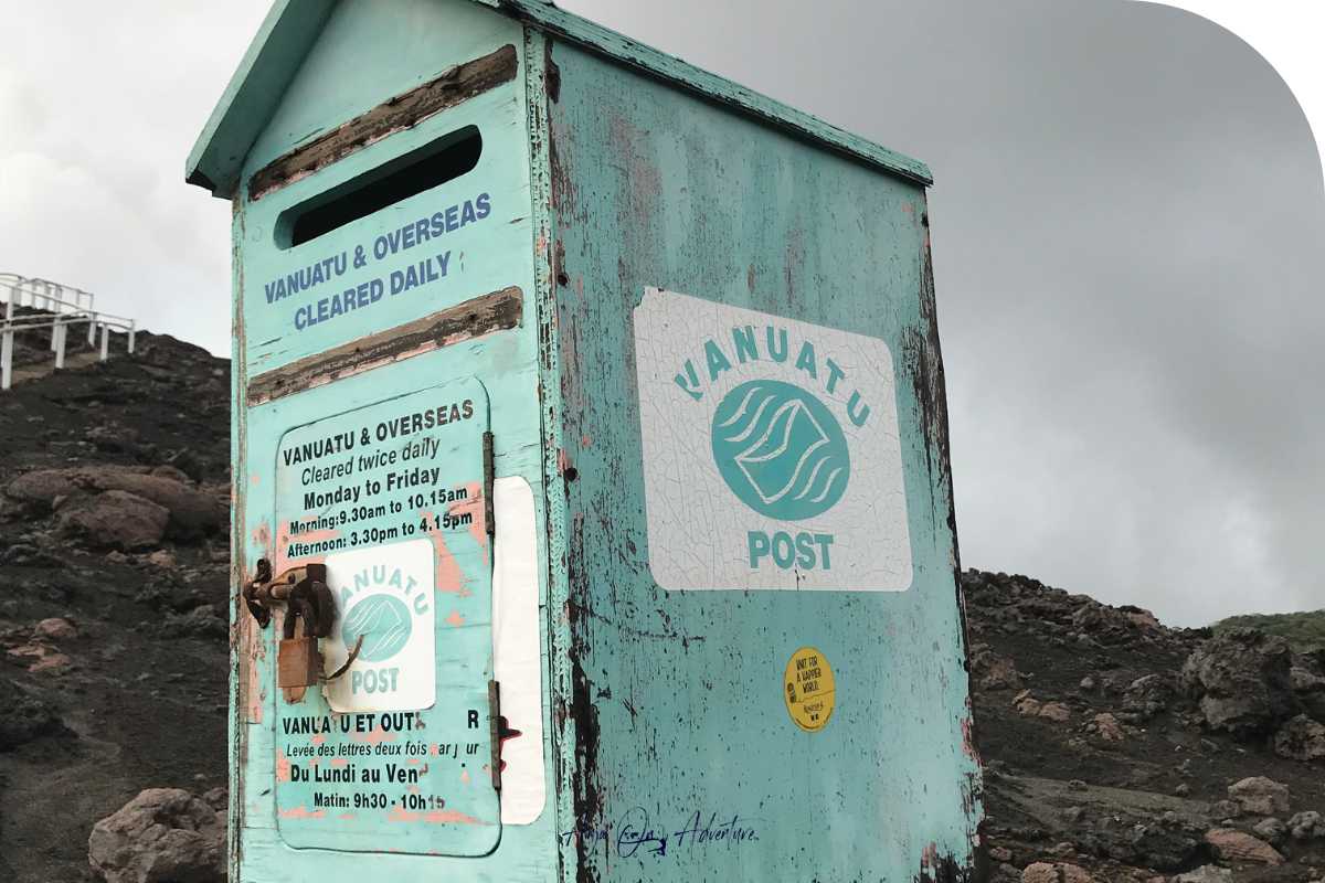 post office at the top of mount yasur volcano